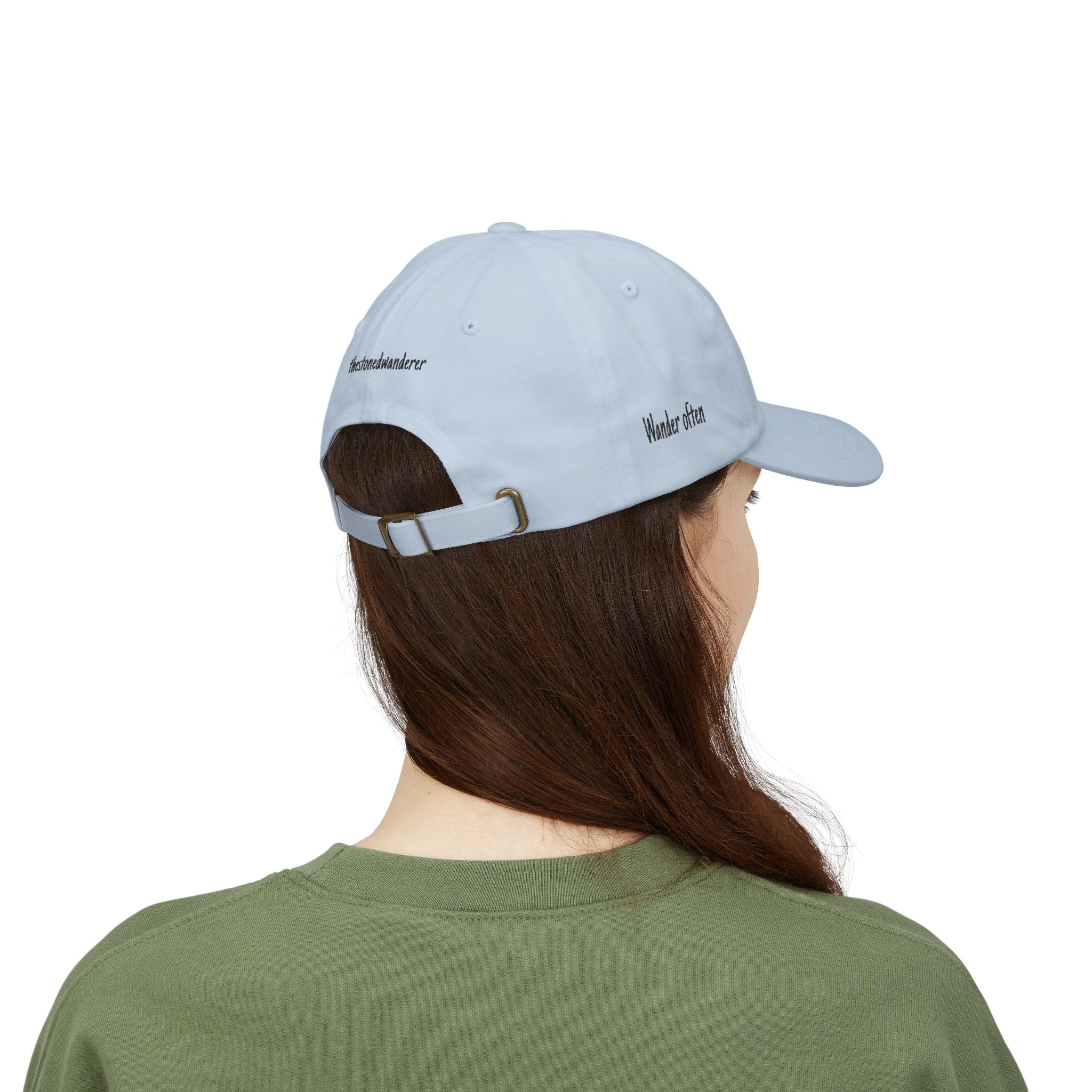 Dad Cap — "Wander often, Wonder always" Embroidered Travel Hat