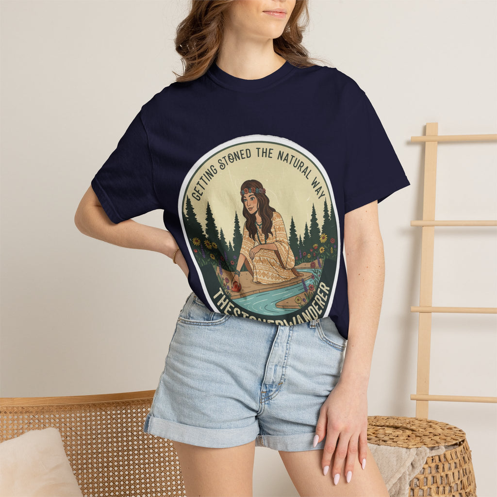 Vintage Nature Graphic T-Shirt — "Getting Stoned the Natural Way" Outdoor Vibes