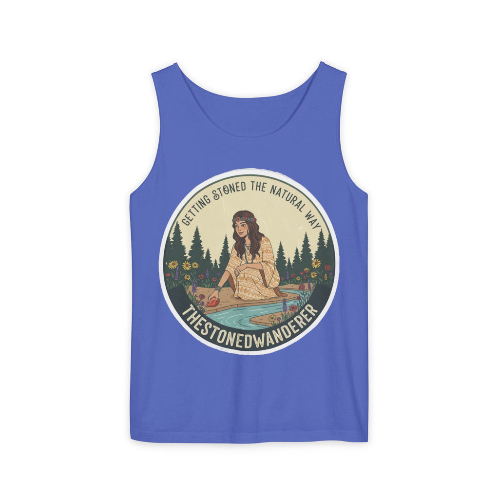 Tank Top — The Stoned Wanderer "Getting Stoned the Natural Way" Retro Camping Graphic