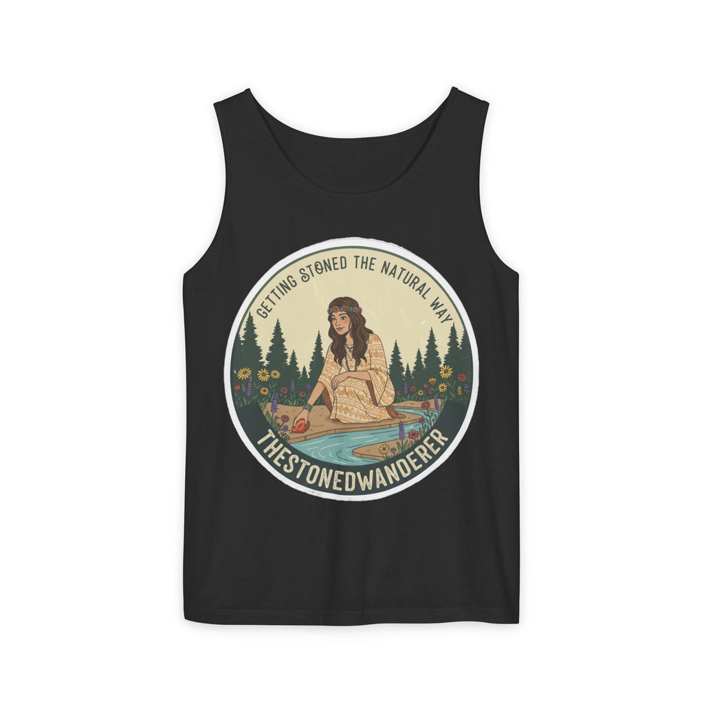 Tank Top — The Stoned Wanderer "Getting Stoned the Natural Way" Retro Camping Graphic