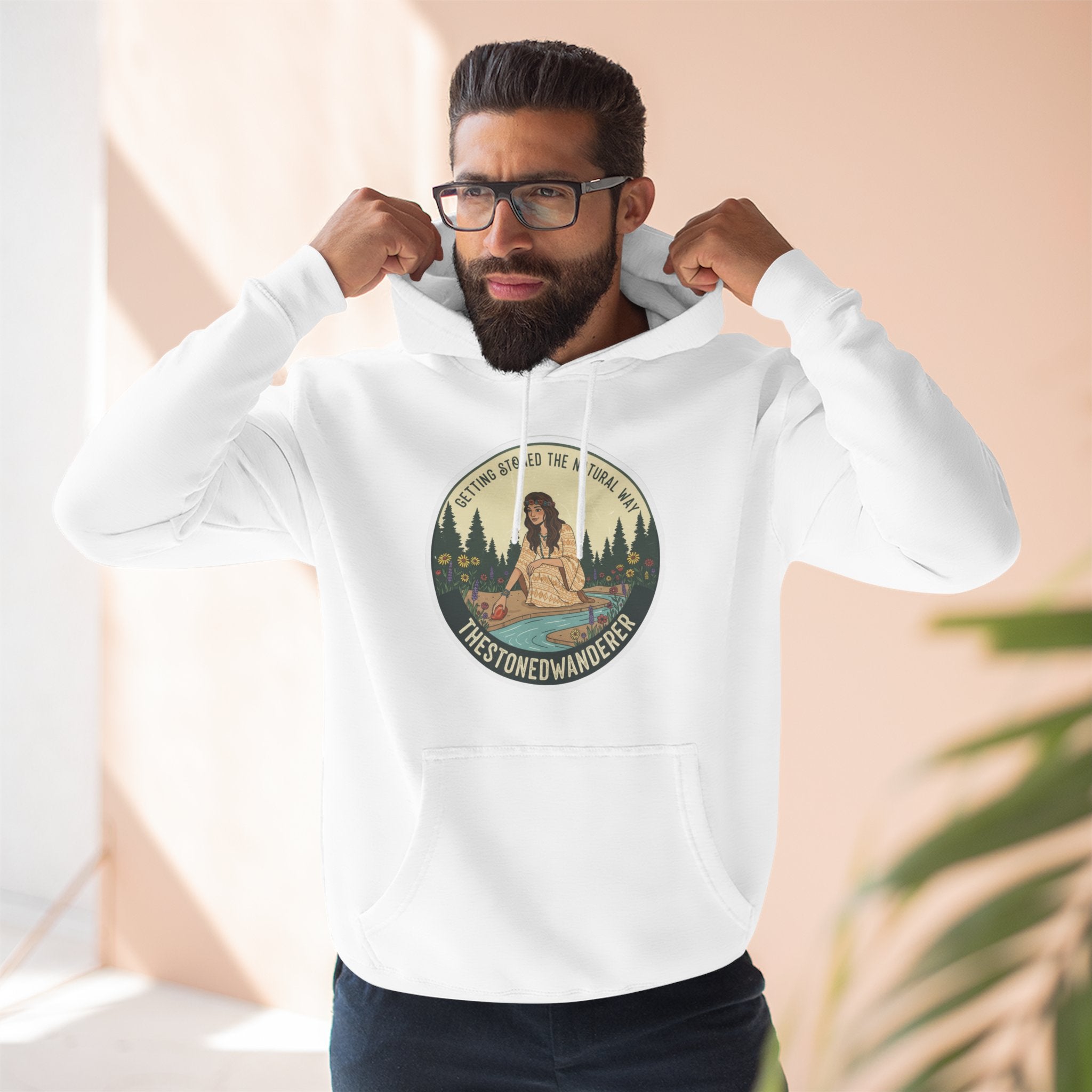Outdoor Adventure Hoodie — "The Stone Wanderer" Vintage Camping Graphic