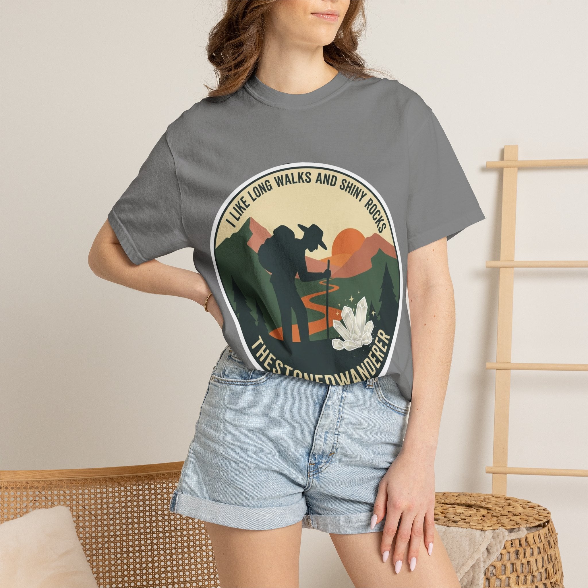 Hiker Graphic T-Shirt — "TheStonedWanderer" Nature Sunset Tee