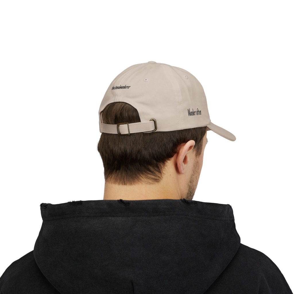 Dad Cap — "Wander often, Wonder always" Embroidered Travel Hat