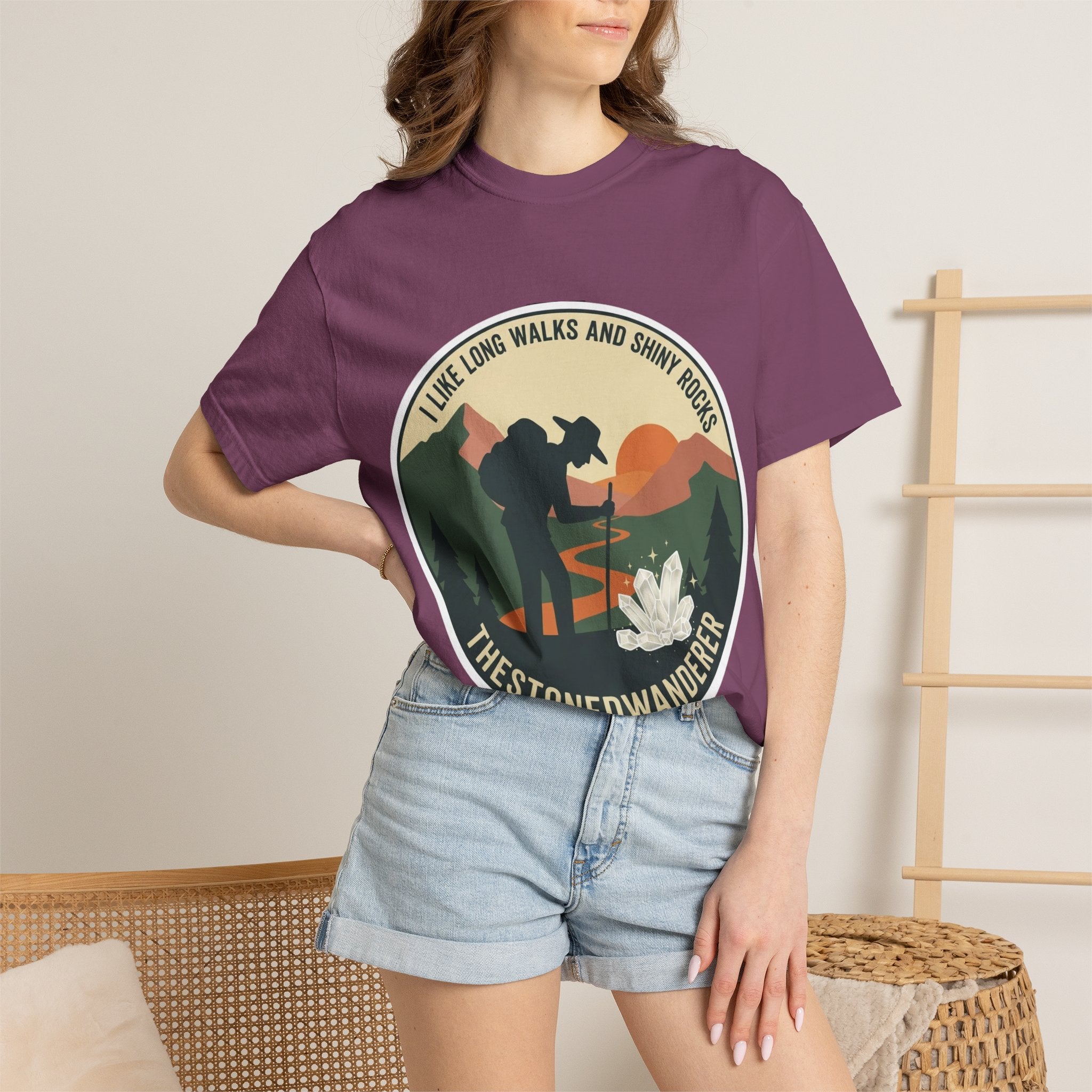 Hiker Graphic T-Shirt — "TheStonedWanderer" Nature Sunset Tee