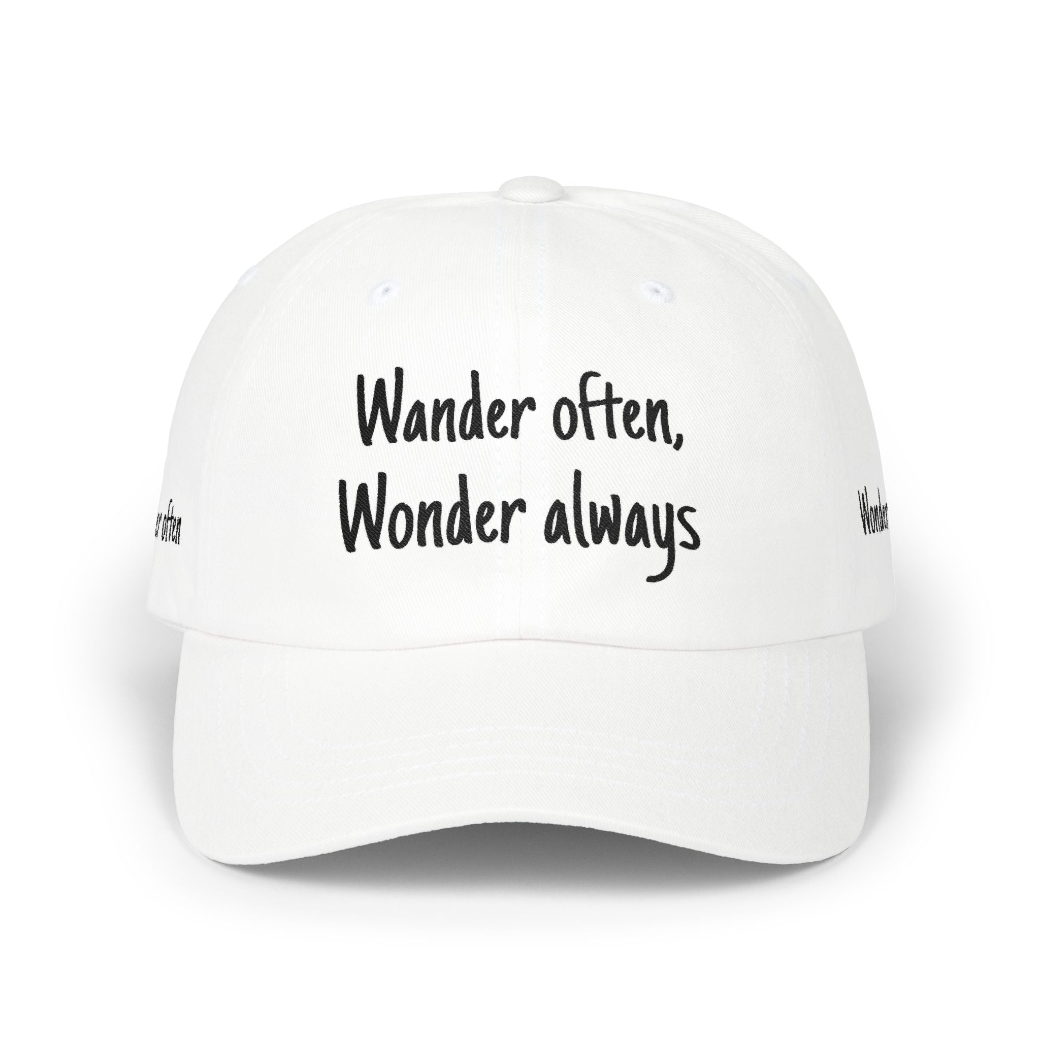 Dad Cap — "Wander often, Wonder always" Embroidered Travel Hat