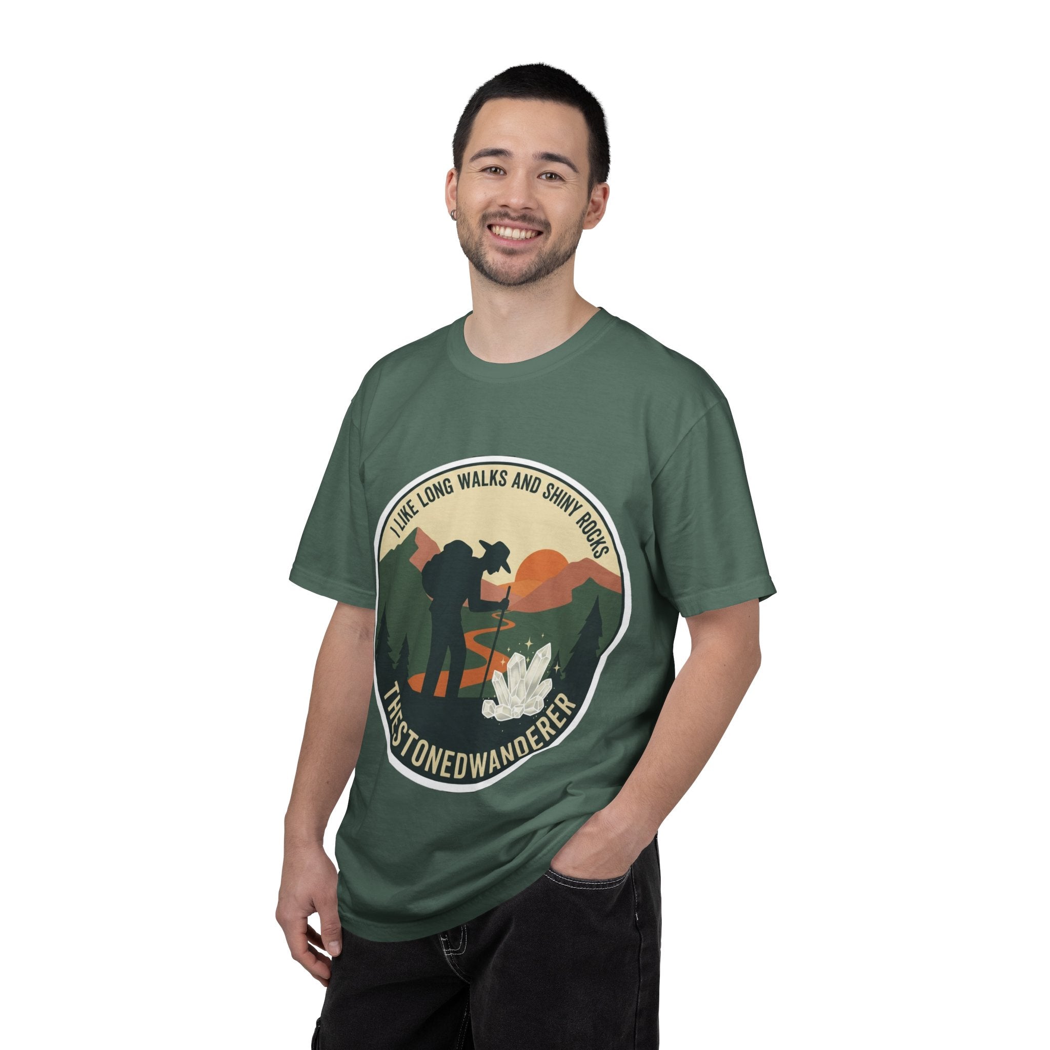 Hiker Graphic T-Shirt — "TheStonedWanderer" Nature Sunset Tee