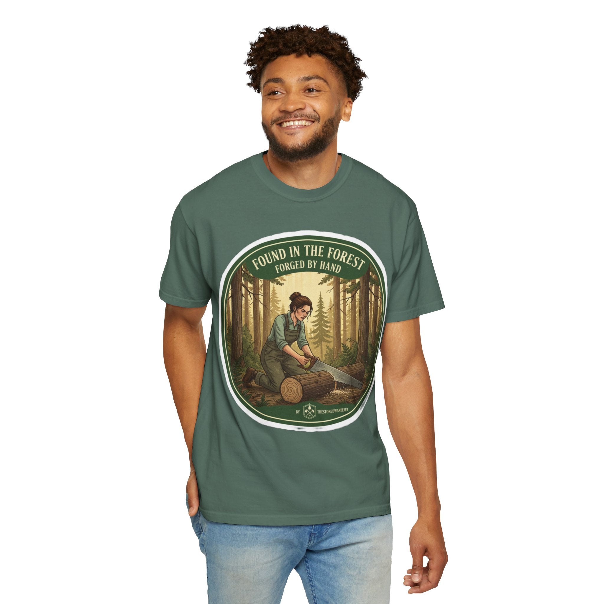 Found in the Forest T-Shirt — 'Found in the Forest, Forged by Hand' Rustic Woodworker Tee