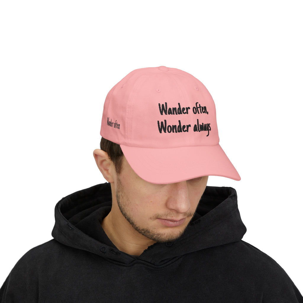Dad Cap — "Wander often, Wonder always" Embroidered Travel Hat