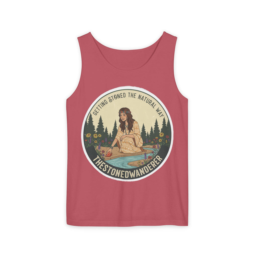 Tank Top — The Stoned Wanderer "Getting Stoned the Natural Way" Retro Camping Graphic