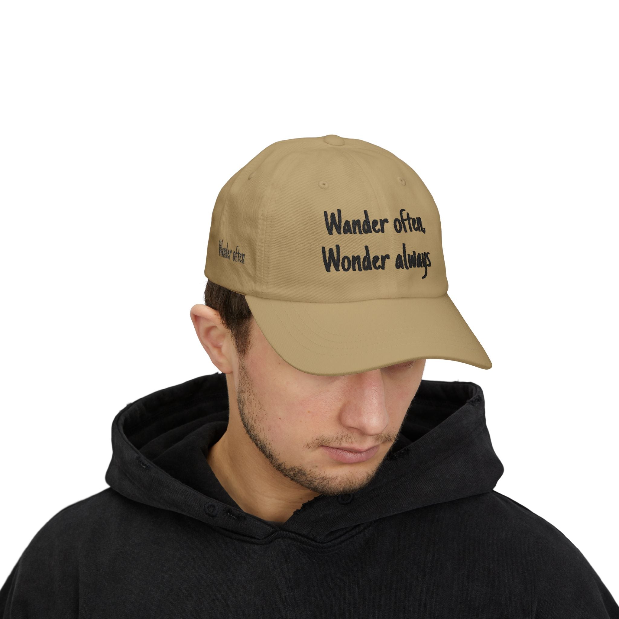 Dad Cap — "Wander often, Wonder always" Embroidered Travel Hat