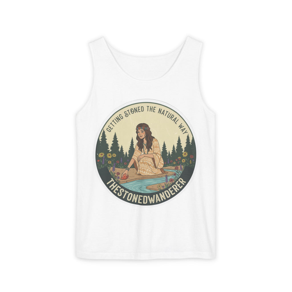 Tank Top — The Stoned Wanderer "Getting Stoned the Natural Way" Retro Camping Graphic