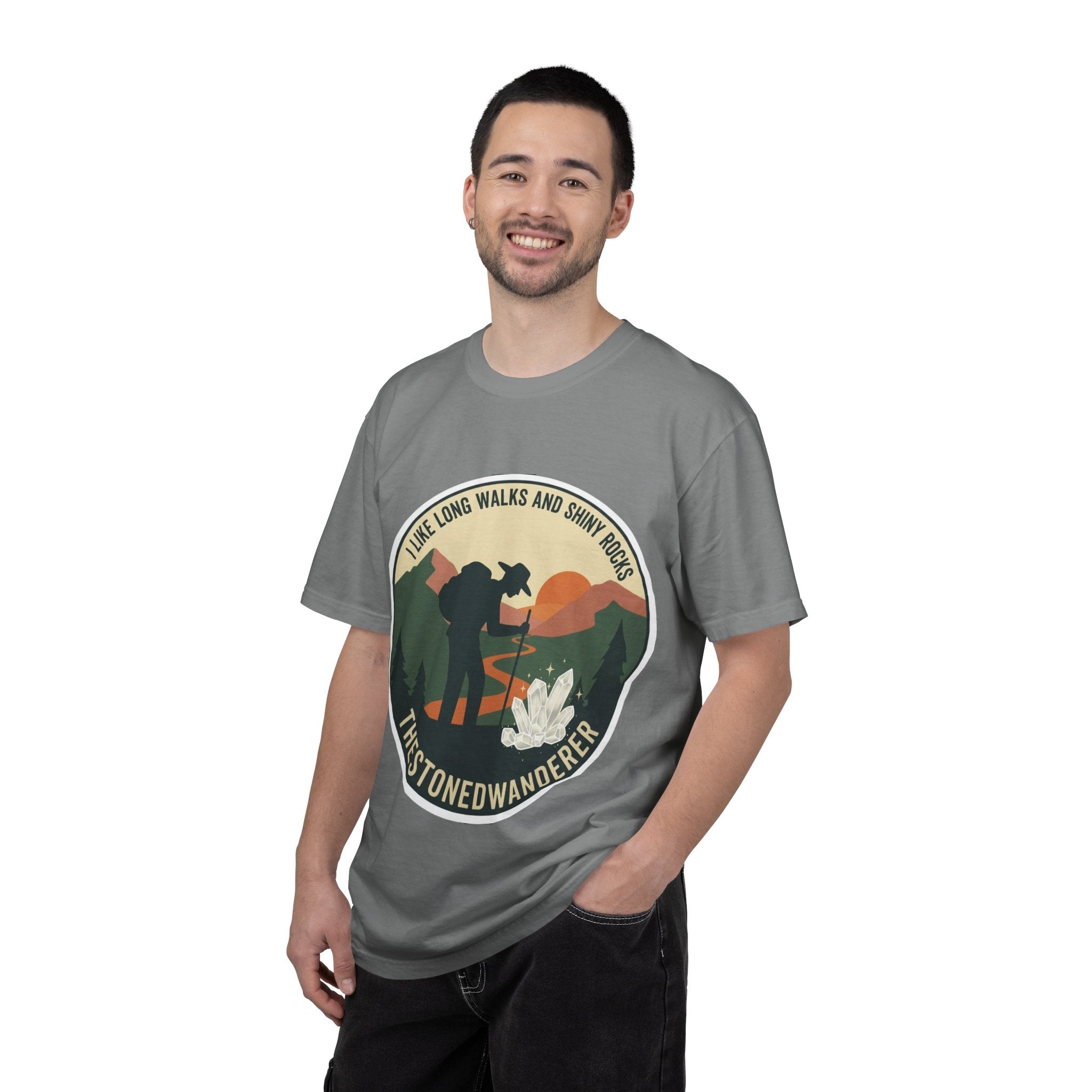 Hiker Graphic T-Shirt — "TheStonedWanderer" Nature Sunset Tee