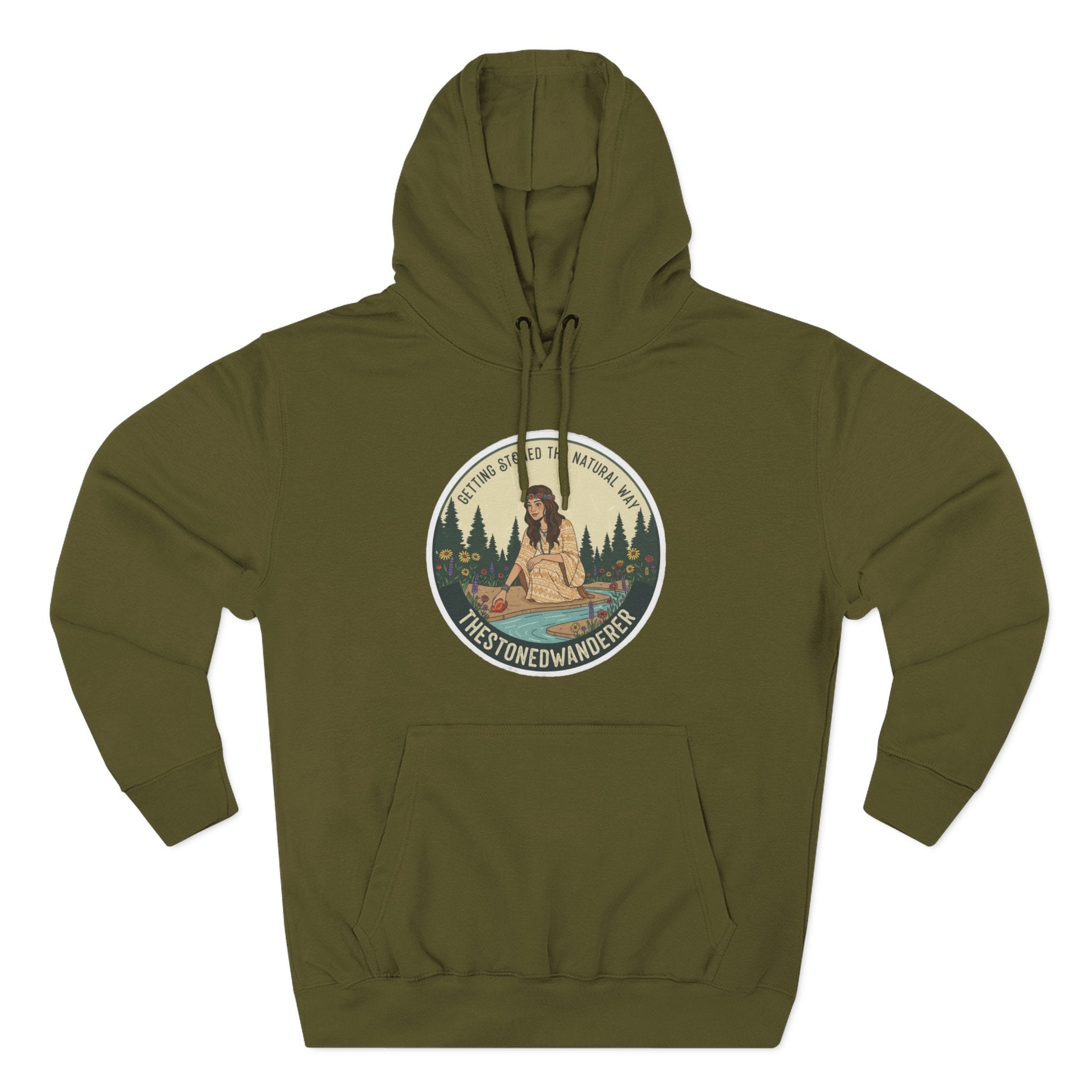 Outdoor Adventure Hoodie — "The Stone Wanderer" Vintage Camping Graphic